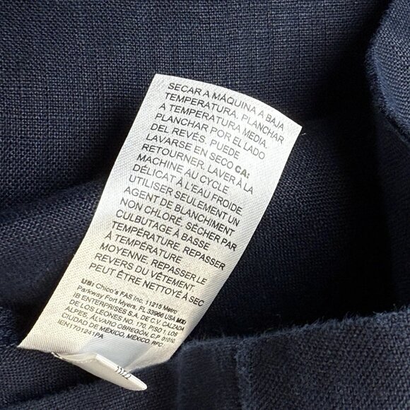 Chicos Dress Womens Sz 0 (4) Navy Blue 100% Linen Shift Sequin Bead Embroidered - Picture 8 of 9